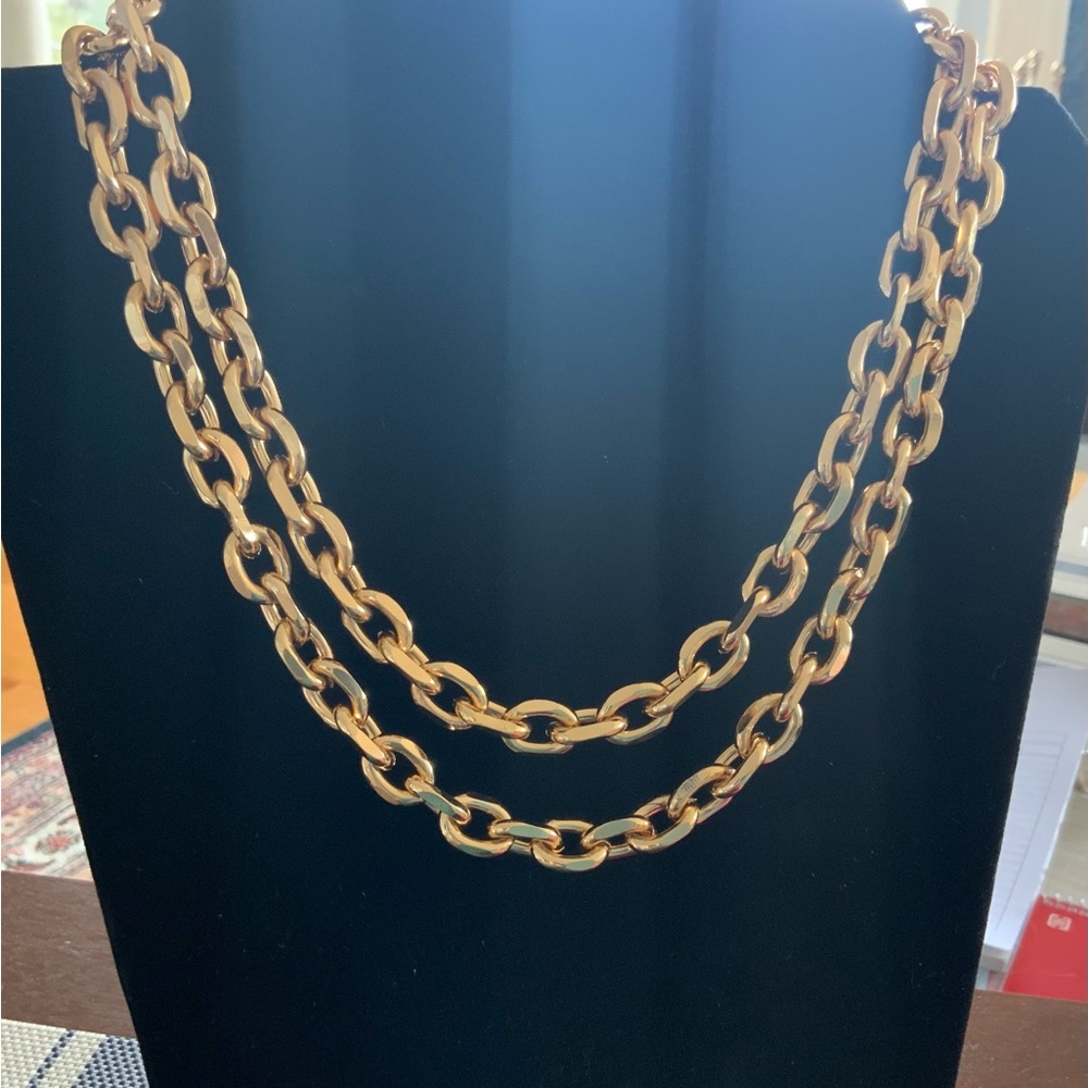 NWOT 18k gold plated. Double link gold necklace. 16-18”